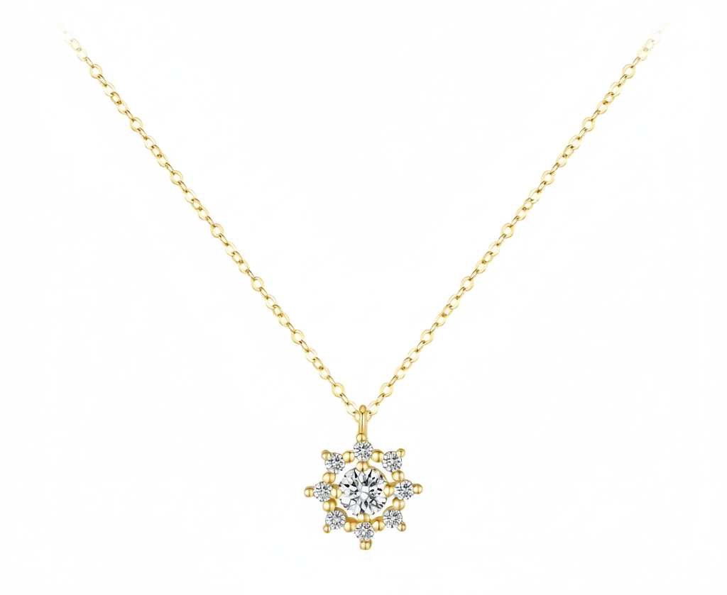 Collier Éclat Floral en Argent Massif & Moissanite