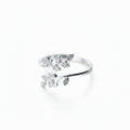 Bague Fine Motif Feuilles Moissanite | Argent Massif