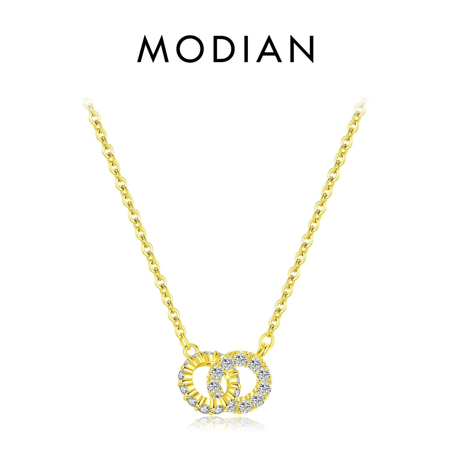 Collier Double Cercle Pavé en Zircon – Argent Massif
