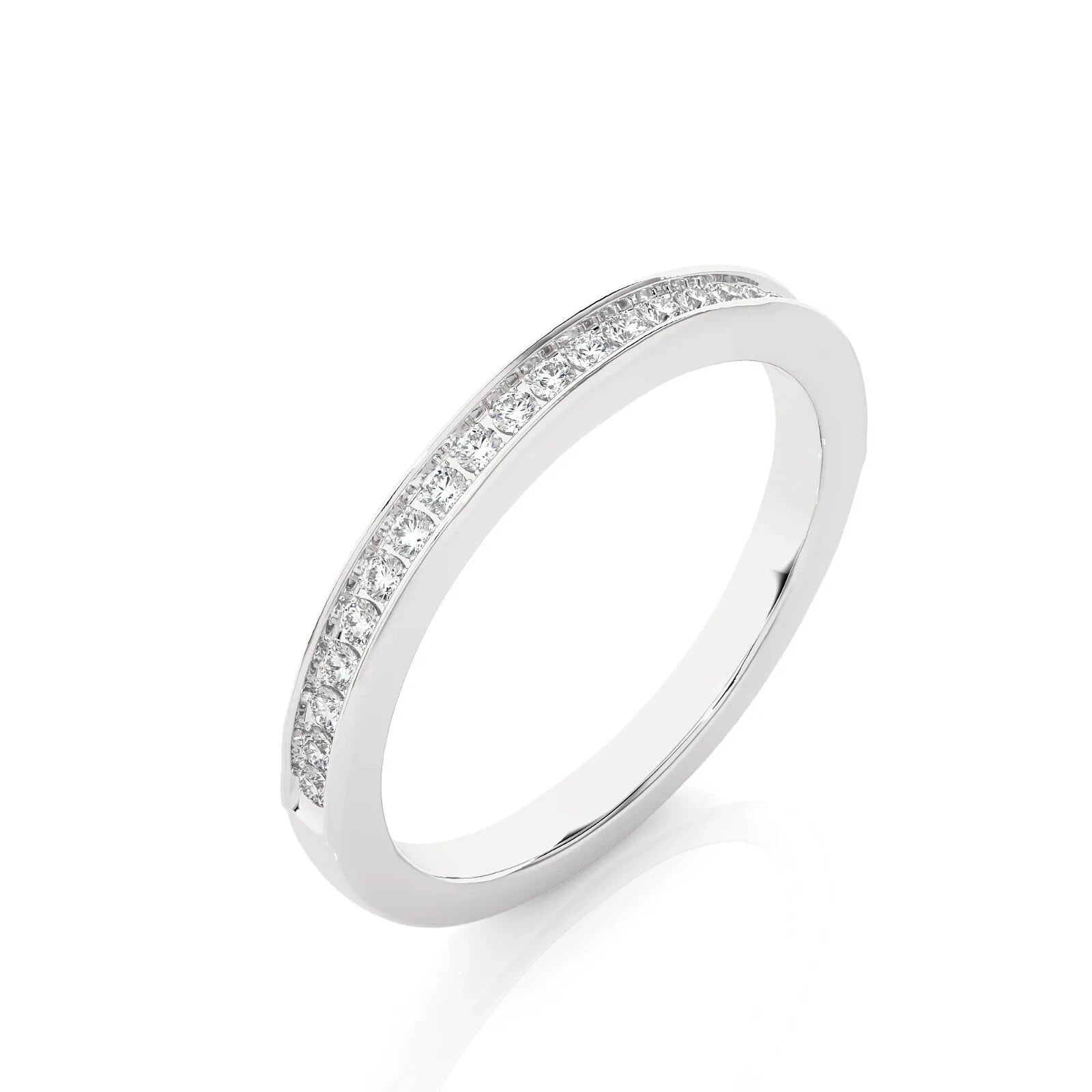 Bague Alliance Pavée en Moissanite – Argent Massif